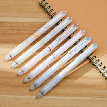 Imagem de BAYTORY 6 peças lindas canetas de gel apagáveis retráteis, canetas apagáveis de ponta fina de 0,5 mm, aderência confortável premium, para completar sudoku e palavras cruzadas (tinta preta)