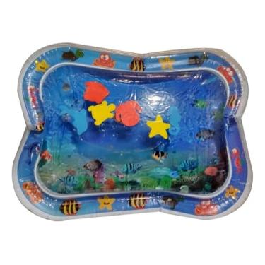 Imagem de Tapete de Água Inflável para Bebês com Tema Oceano, Brinquedo Sensorial de Barriga para Desenvolvimento Infantil, Azul, Não Vaza