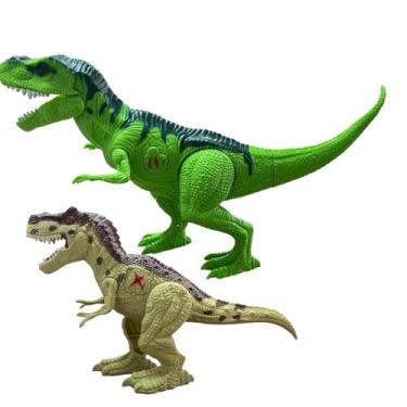Imagem de Conjunto com 2 Dinossauros de Brinquedo Rugido Selvagem,Brinquedos Interativos com Som, Ação Realista e Diversão Infantil