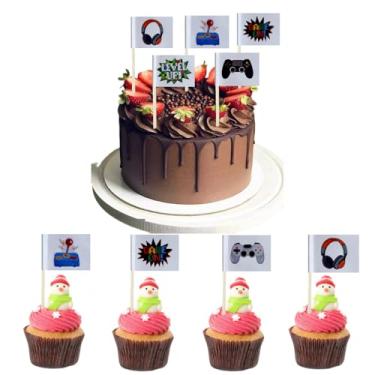 Imagem de 100 Pcs Mini Video Game Toothpick Flags Party Theme Assembled Game On Controllers Toothpick Stick Flags GamePad Cupcake Toppers Cocktail Food Flags Decorations