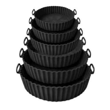 Imagem de Conjunto de 6 Formas de Silicone, Redondas, Sortidas, Tamanhos Variados 7-19cm, Resistente até 220°C, para Forno/Micro-ondas/Air Fryer, Cores Sortidas