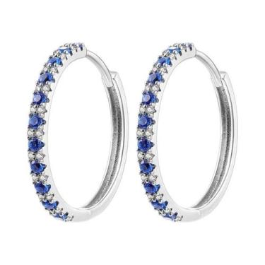 Imagem de Brincos De Argola Grandes Em Prata Esterlina 925 Com Zircônia Para Mul