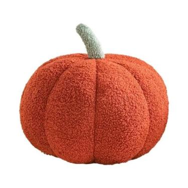 Imagem de Almofada Decorativa De Pelúcia Laranja Em Forma De Abóbora, Estilo Nór
