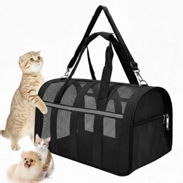 Imagem de Bolsa transporte Pet Gato Cachorro Caes Animais Estimaçao Faixa Reflet