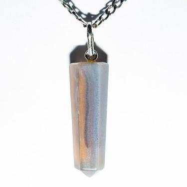 Imagem de Colar Pontinha Agata Natural Pino e Presilha Prata 950 - CristaisdeCur