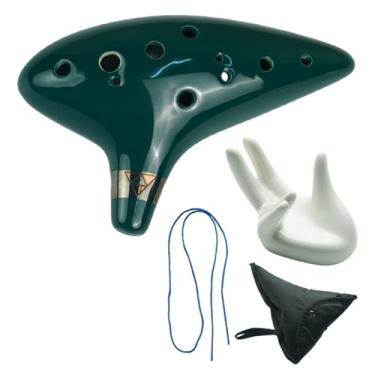 Imagem de oshhni Ocarina de cerâmica com 12 furos, instrumento musical com partitura, brinquedo educativo para crianças iniciantes, acessório sonoro premium para, Verde