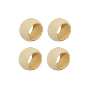 Imagem de 1-4 peças de anel de guardanapo de madeira feito à mão simples fivela redonda festa de casamento festa de casamento decoração de mesa de reunião de família (4 peças)