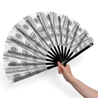 Imagem de GloFX Leque decorativo dobrável - grande rave clack dobrável para homens/mulheres - para EDM, festival de música, clube, evento, festa, dança, apresentação, decoração