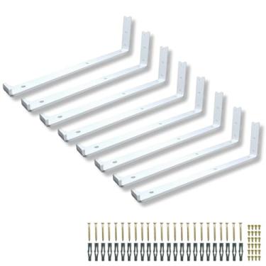 Imagem de 8 Suportes 40cm Mão Francesa L Embutido Para Prateleira Aço Alta Resistência De Parede Moderno (Branco)