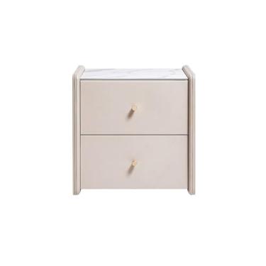 Imagem de KEG801302 Mesa de cabeceira de madeira maciça com gavetas na cor branca, adequada para sala de estar, quarto, escritório, armário de armazenamento para livros, lâmpadas, etc