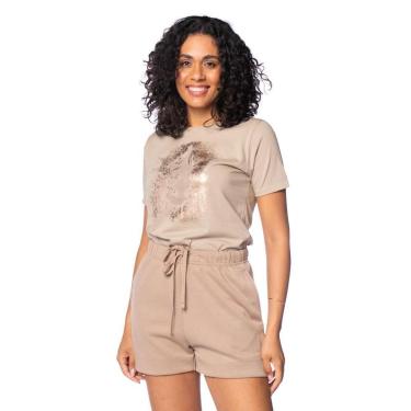 Imagem de Camiseta Feminina Olho Fatal Estampa Glitter Bege-Feminino