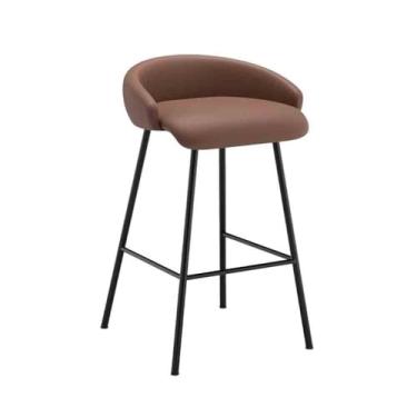 Imagem de Banquetas de bar cadeira ilha moderna simples banco alto escandinavo banco de bar doméstico cadeira alta banco ilha bancos de bar cadeiras de bar (marrom)