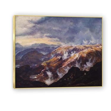 Imagem de NHLDZYH Moldura dourada. Reprodução de arte famosa de J.C. Dahl, arte em tela de paisagem romântica nórdica, decoração de parede elegante para sala de estar, escritório, pronta para pendurar