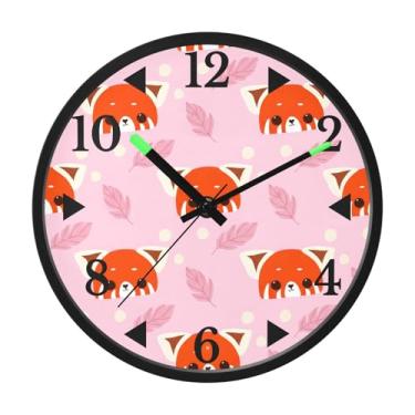 Imagem de STAYTOP Lindo relógio de parede de LED guaxinim para quarto com brilho noturno, relógios de parede silenciosos de 30 cm para decoração de sala de estar, controle de som, relógio de parede moderno que