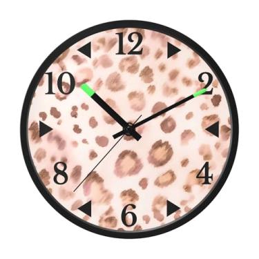 Imagem de STAYTOP Lindo relógio de parede com estampa de leopardo animal para quarto com brilho noturno, relógios de parede silenciosos de 30 cm para decoração de sala de estar, controle de som, relógio de