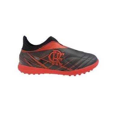 Imagem de Chuteira Flamengo Oxn Avanti 3 Elastic Neo Society Pro Pvc - Infantil - Preto/Vermelha-Unissex