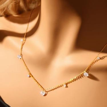 Imagem de 1 colar de borla de diamante redondo delicado, estilo simples, peça perfeita para encontros e uso diário, 42+5cm, Cobre, Sem Pedra Preciosa