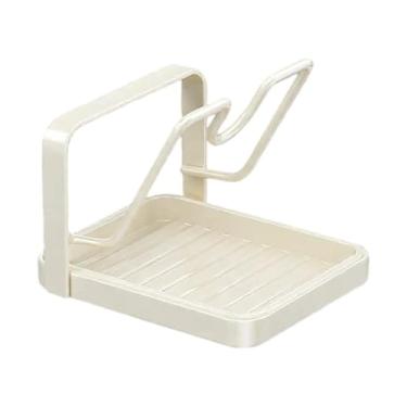 Imagem de FytStycale Suporte para Tampas de Panelas com Descanso para Colher, Economiza Espaço, com Bandeja, Suporte para Tábua de Corte de Tampas de Panelas, Auxiliar de, Branco Leitoso 1 Nível, Tamanho real