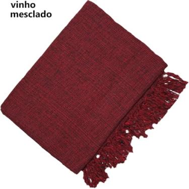 Imagem de Manta Para Sofá Gigante 100% Algodão Artesanal | Cobertura Decorativa para Sofá ou Cama, Franja Feita à Mão, Charme e Conforto(Vinho)