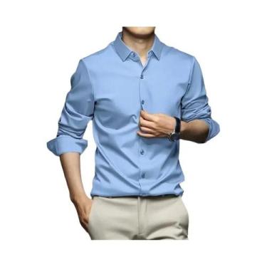 Imagem de Camisa Formal Casual Masculina 5XL Grande Branca Pura De Seda Gelada S