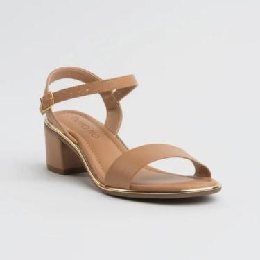 Imagem de Sandália Feminina Beira Rio Camel Salto Médio Modelo Fashion -, Camel,