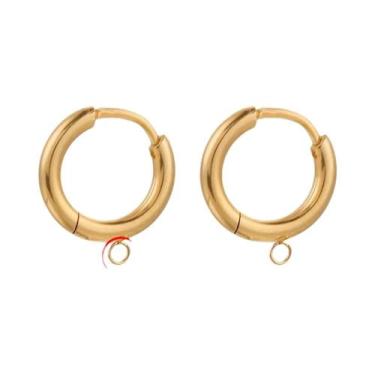 Imagem de Ganchos De Brinco Banhados a Ouro 10 Peças, Argolas Redondas De Aço In