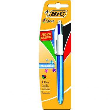 Imagem de Caneta Bic 4 Cores Ponta Esferográfica Retrátil Média De 1.0mm