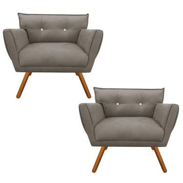 Imagem de Kit 02 Poltronas Anitta Marrom Rato Com Strass Pés Palito