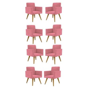 Imagem de Kit 08 Cadeiras Poltronas Decorativa Recepção rosa