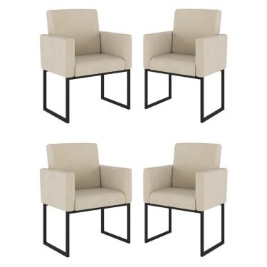 Imagem de Kit 04 Cadeiras Poltrona Decorativa Para Sala Quarto Balaqui Bege