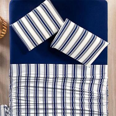 Imagem de Jogo de Cama Premium Lençol 100% Algodão Queen Size 4 Peças Marin - Bi