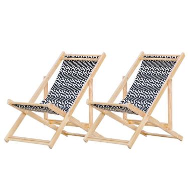 Imagem de Kit 2 Cadeira Espreguiçadeira Dobrável S-b-retro