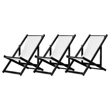 Imagem de Kit 3 Espreguiçadeiras Dobrável Black Sb-branco