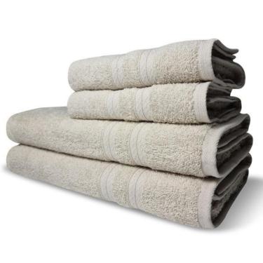 Imagem de Jogo De Toalhas Itália Soft 4 Pçs - 2 Banho E 2 Rosto 430g/m² 100% Algodão - Bege