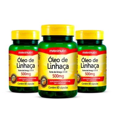 Imagem de Kit 03 óleo De Linhaca 500 Mg Maxinutri 60 Capsulas