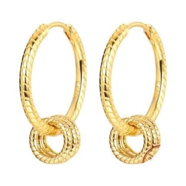 Imagem de Brincos De Argola Pendentes Em Prata Esterlina 925 Ouro Rosê Para Mulh