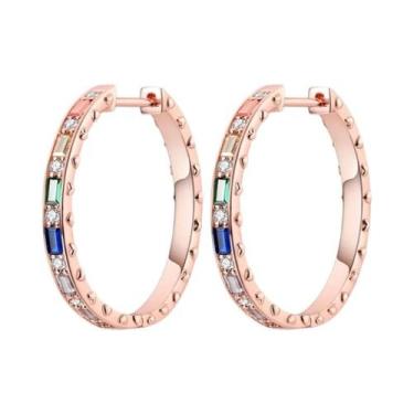 Imagem de Brincos De Argola Pendentes Em Prata Esterlina 925 Ouro Rosê Para Mulh