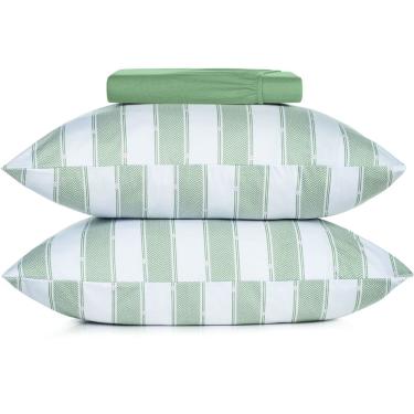 Imagem de Jogo de Cama Altenburg Trilho Malha 3 Peças Queen Verde