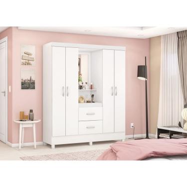 Imagem de Guarda-Roupa Capelinha Lord 4 Portas com Espelho e Gavetas Branco | 181cm | MDP