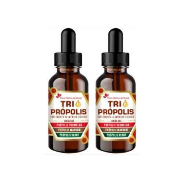Imagem de 2x Tri Própolis Gotas ( Própolis Vermelha, Verde e Marrom) 20ml - Flor