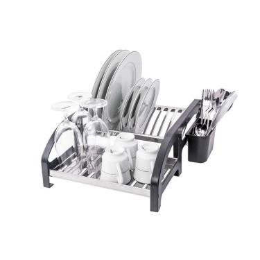 Imagem de Escorredor 12 Prato Aço Inox Tipo Cama Preto