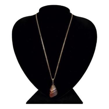 Imagem de Colar Em Prata + Ouro Elo Grumet 45Cm Ágata Listrada - Ponte Vecchio