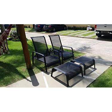Imagem de Kit 2 Espreguiçadeiras Mini Chaise Lótus Com Pufe P/Piscina