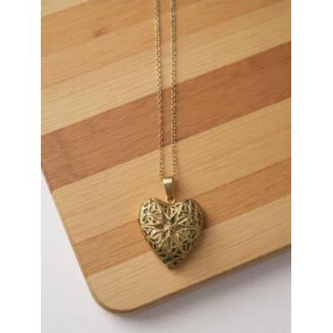 Imagem de Colar relicário coração dourado - elegância e sofisticação - RD