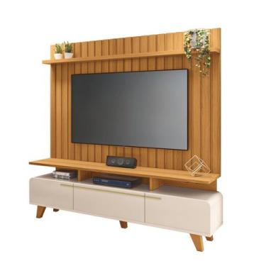 Imagem de Painel Suspenso Ripado Link 2.0 C/ Rack Bancada Essenza 2.0 Sala Estar