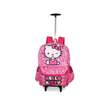 Imagem de Mochila Hello Kitty Escolar Rodinhas Meninas Juvenil Grande