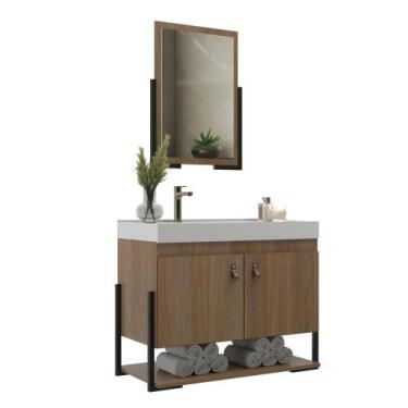 Imagem de Gabinete Banheiro Opera 60cm com Espelheira E Cuba Mdf - Belizze Móvei