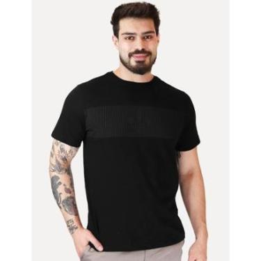 Imagem de Camiseta Dudalina Masculina Regular Silk Grey Threads Preta-Masculino