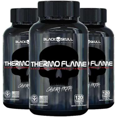 Imagem de 3x Thermo Flame Termogênico 120 Tab Cada Black Skull-Unissex