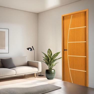 Imagem de Folha de Porta Frisada S/f 2100x900x35 - Cod 2 Gitale Portas Marrom